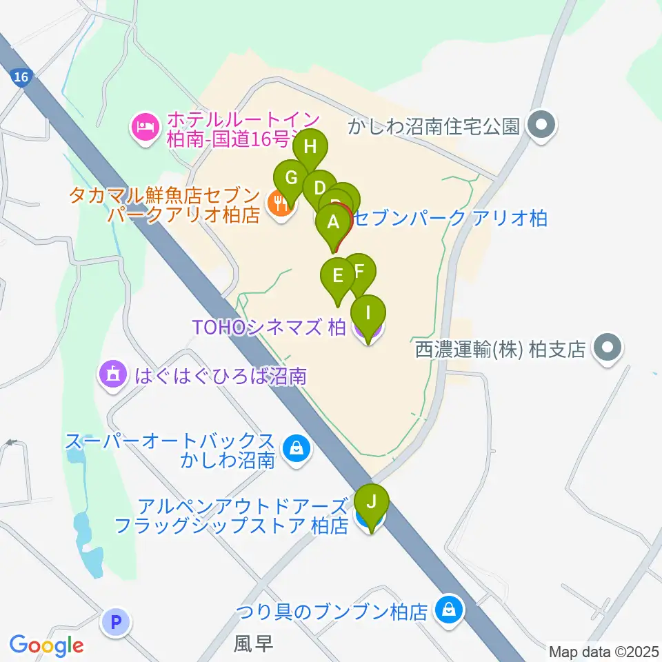 島村楽器セブンパークアリオ柏店周辺のカフェ一覧地図