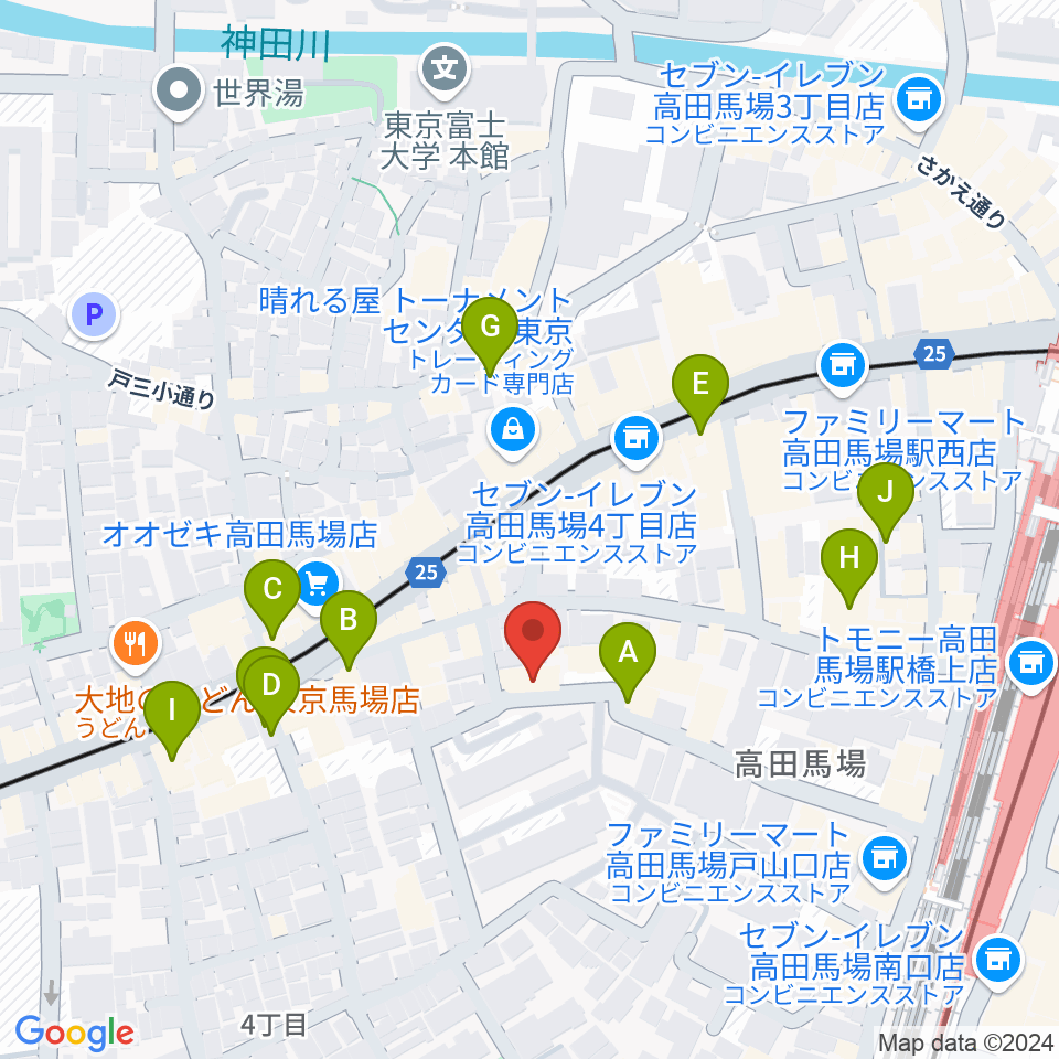 音部屋スクエア周辺のカフェ一覧地図