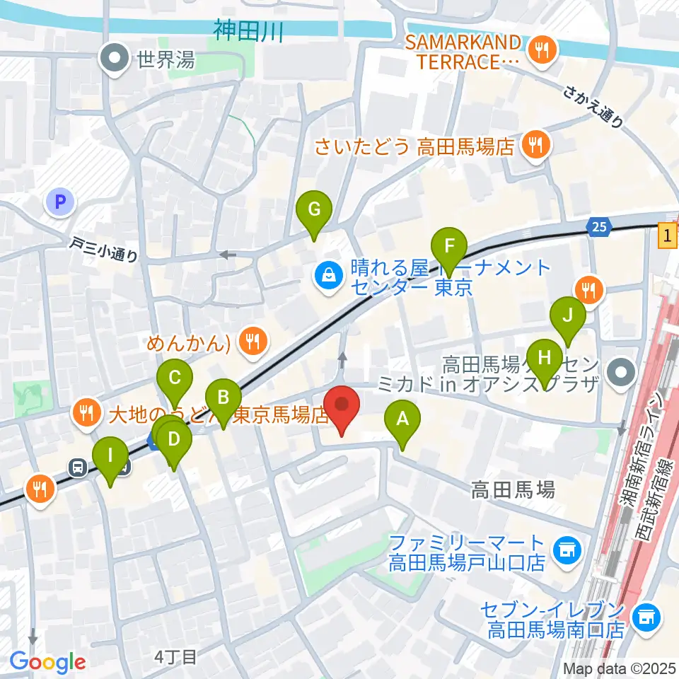音部屋スクエア周辺のカフェ一覧地図