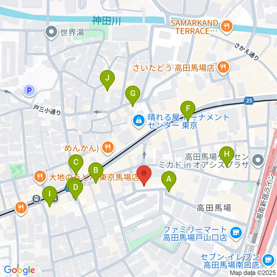 音部屋スクエア周辺のカフェ一覧地図