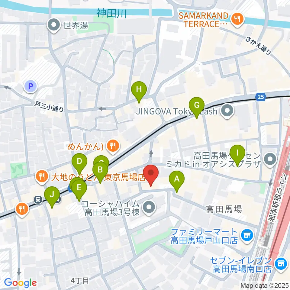 音部屋スクエア周辺のカフェ一覧地図