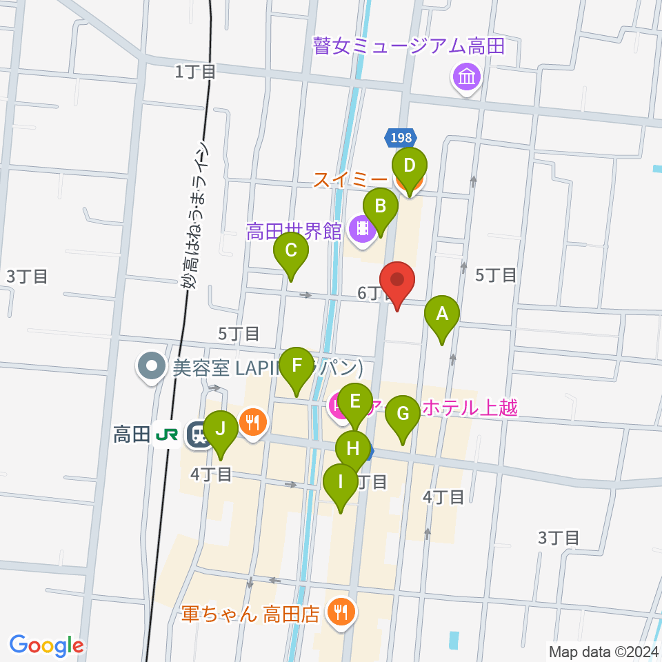 上越新堀ギター音楽院周辺のカフェ一覧地図