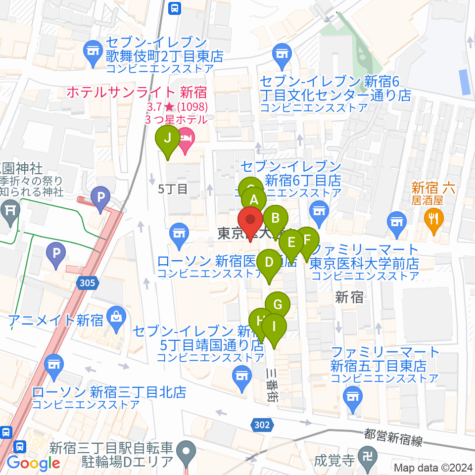 東京音楽院周辺のカフェ一覧地図