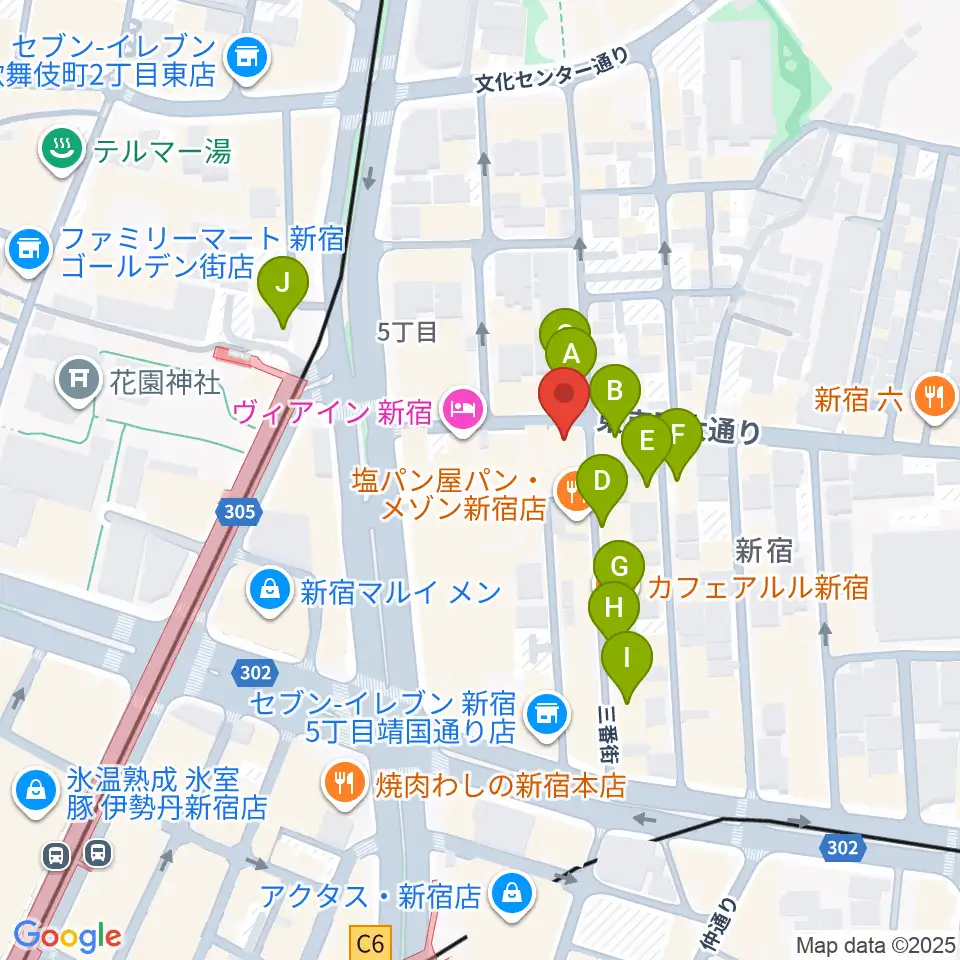 東京音楽院周辺のカフェ一覧地図