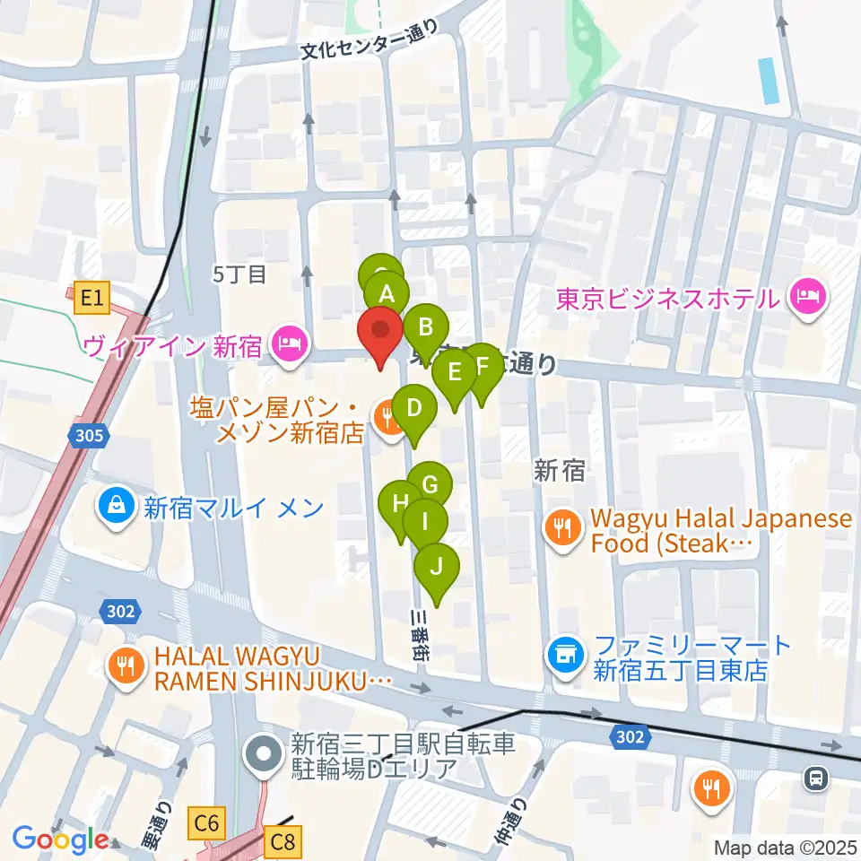東京音楽院周辺のカフェ一覧地図