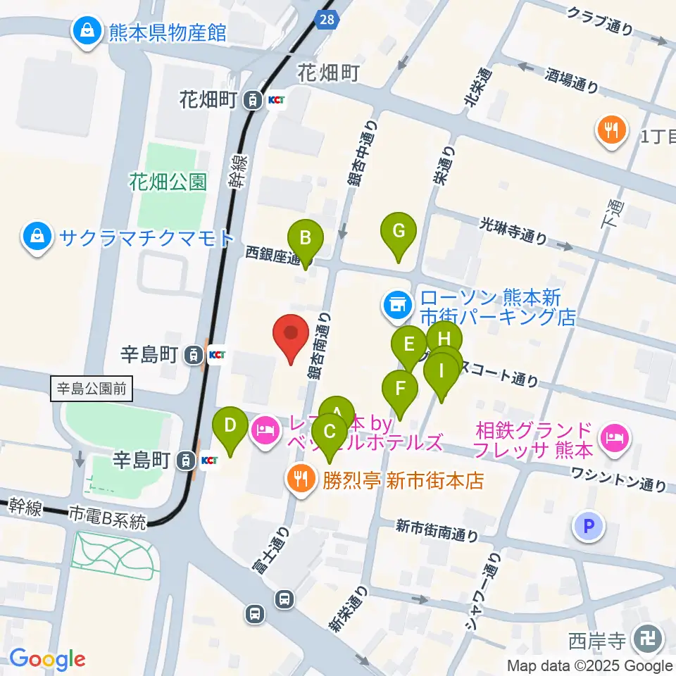 熊本ジャンゴ周辺のカフェ一覧地図