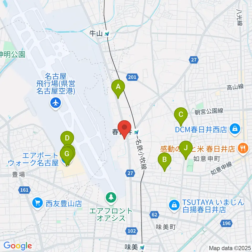 音楽教室ココハ春日井校周辺のカフェ一覧地図