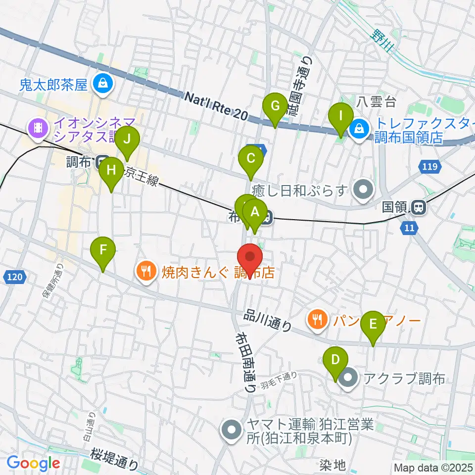 office DERZO周辺のカフェ一覧地図