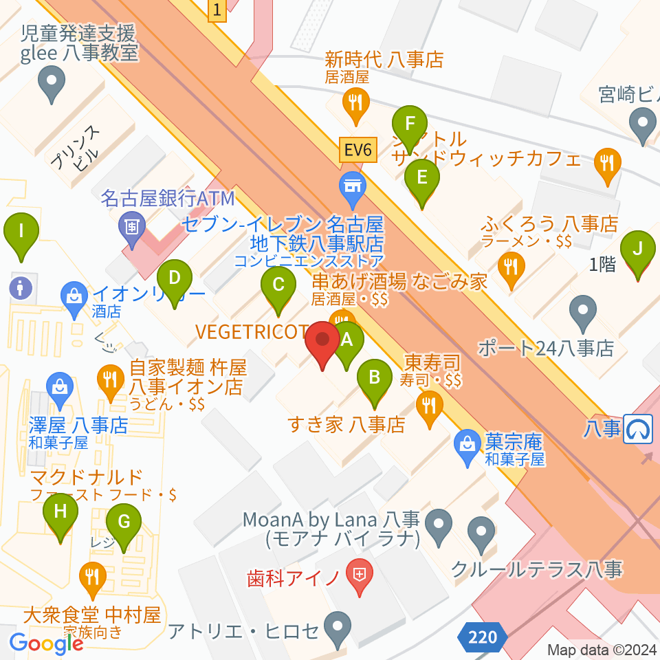 ポワンポワンスタジオ八事校周辺のカフェ一覧地図