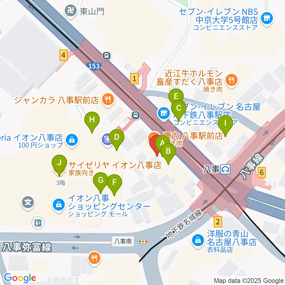 ポワンポワンスタジオ八事校周辺のカフェ一覧地図