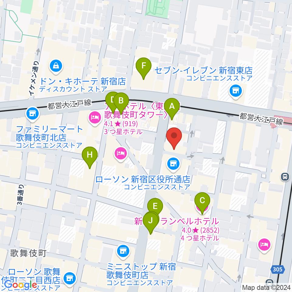 新宿MUSIC BAR CIRCLE周辺のカフェ一覧地図