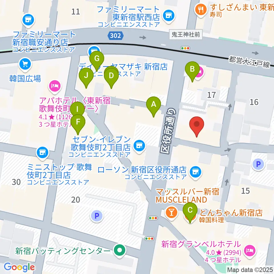 新宿MUSIC BAR CIRCLE周辺のカフェ一覧地図