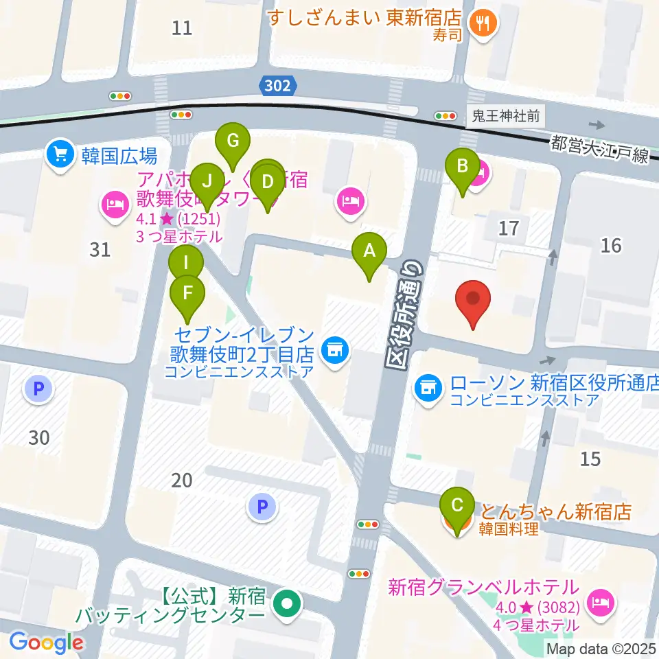 新宿MUSIC BAR CIRCLE周辺のカフェ一覧地図