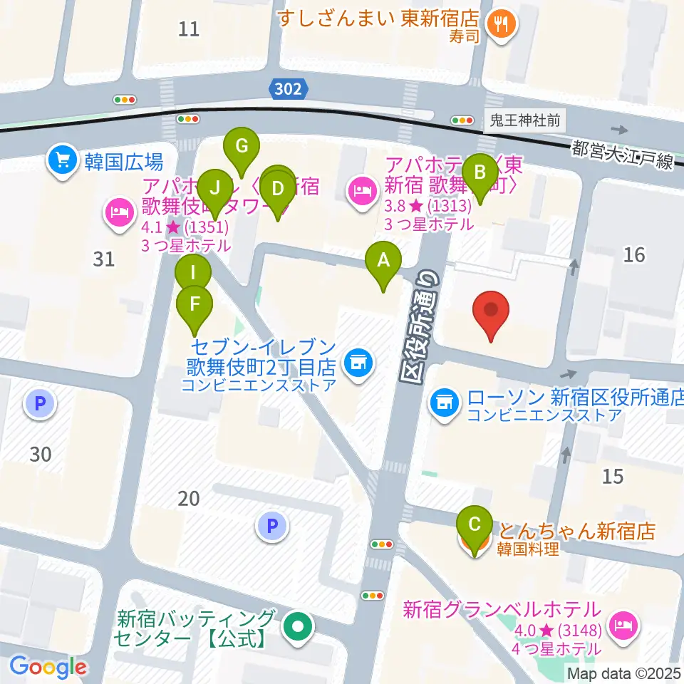 新宿MUSIC BAR CIRCLE周辺のカフェ一覧地図