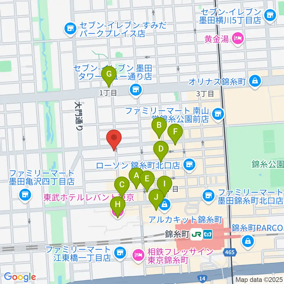 セルフストリングス音楽教室周辺のカフェ一覧地図