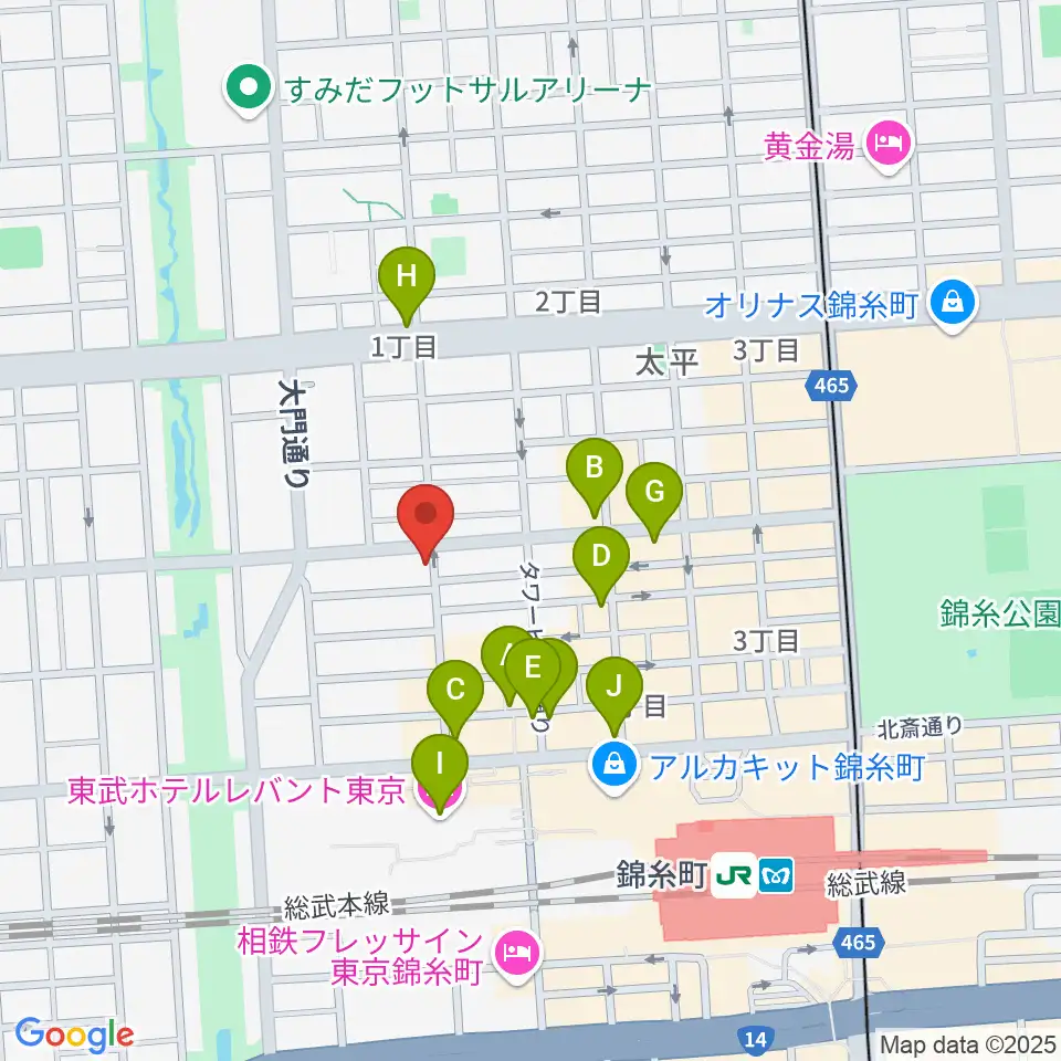 セルフストリングス音楽教室周辺のカフェ一覧地図