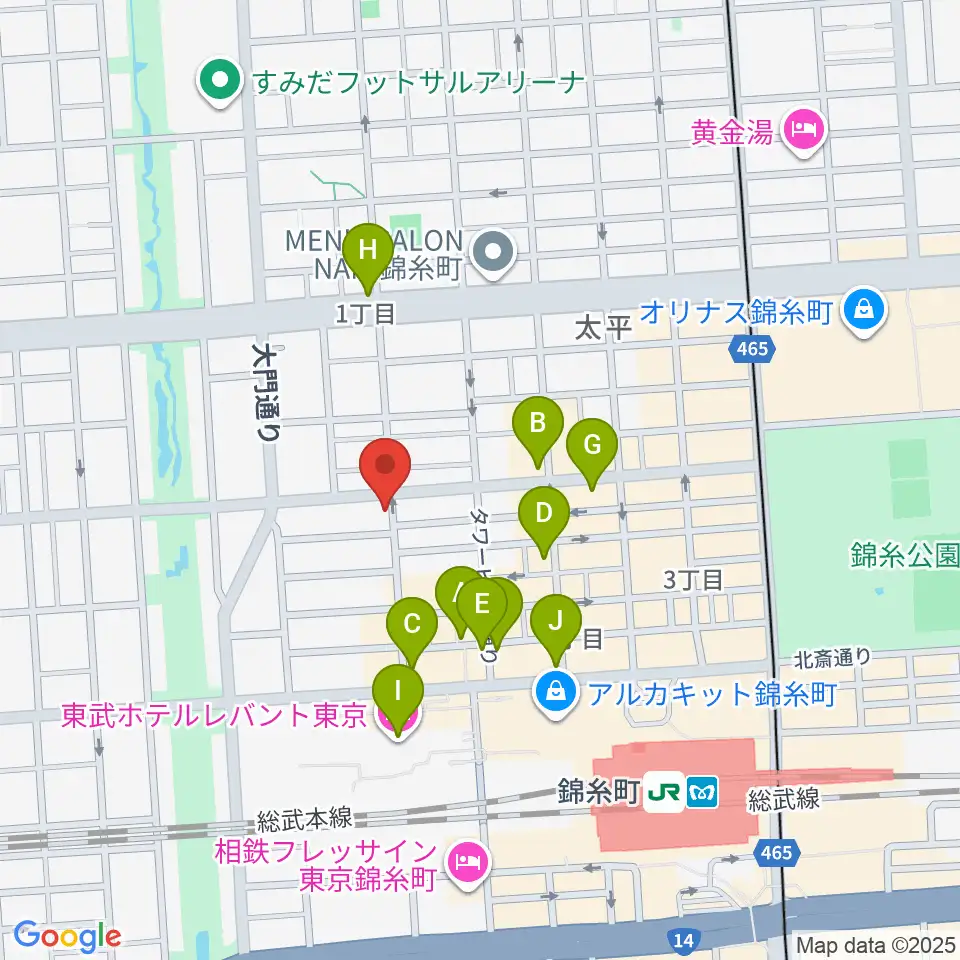 セルフストリングス音楽教室周辺のカフェ一覧地図
