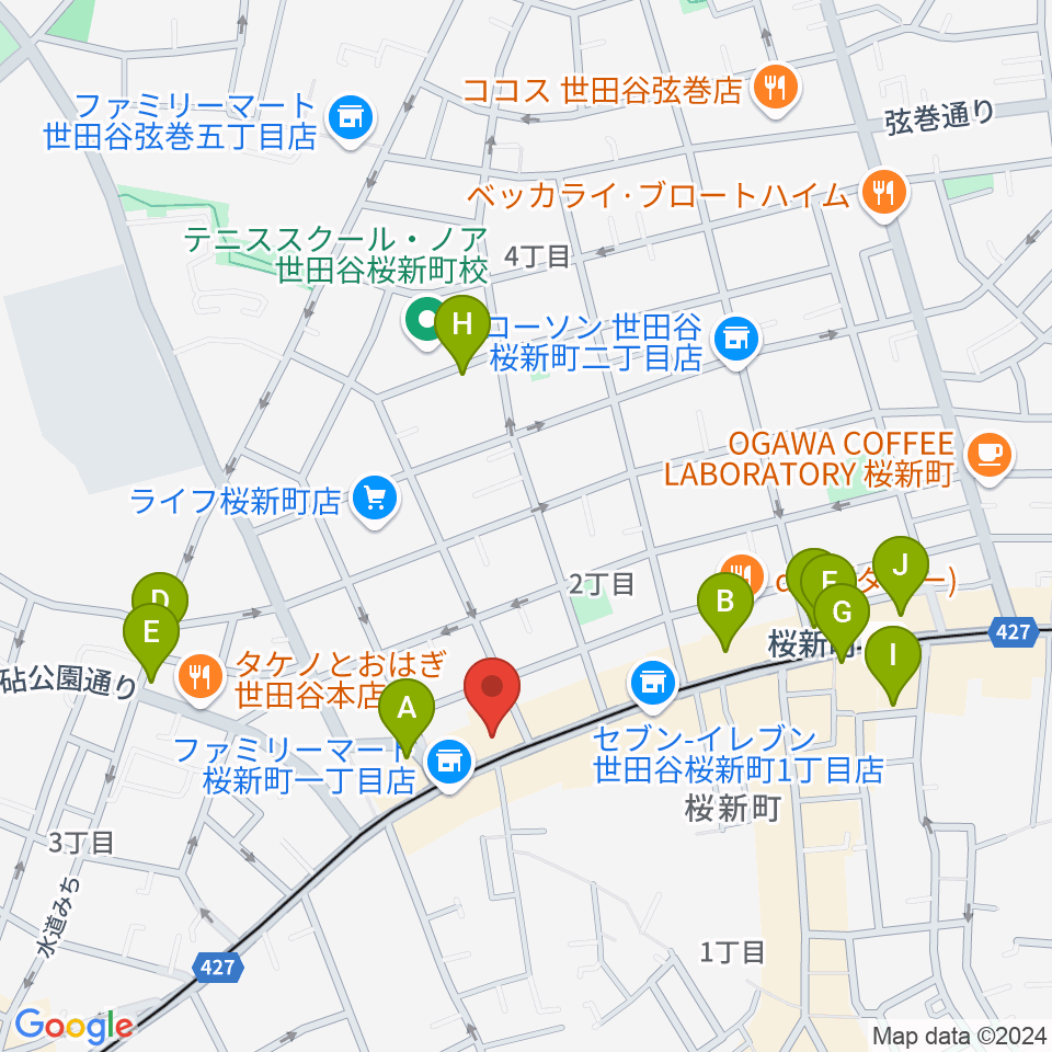 桜新町NEIGHBOR周辺のカフェ一覧地図