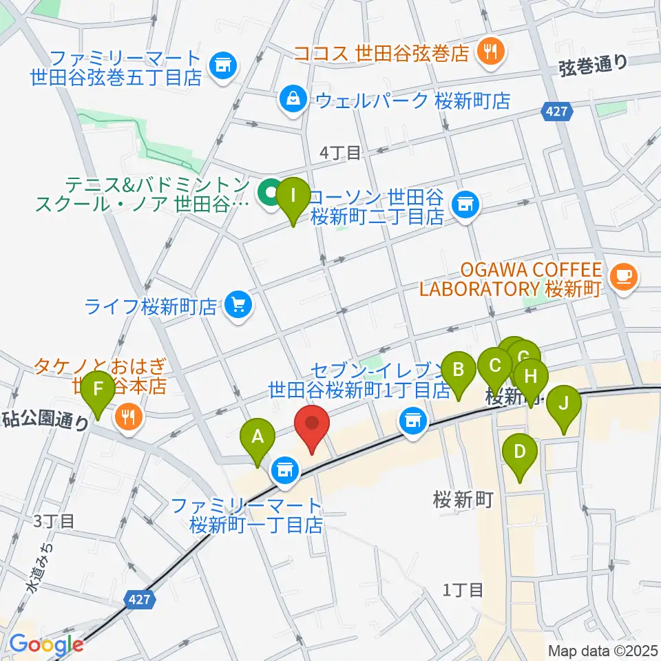 桜新町NEIGHBOR周辺のカフェ一覧地図