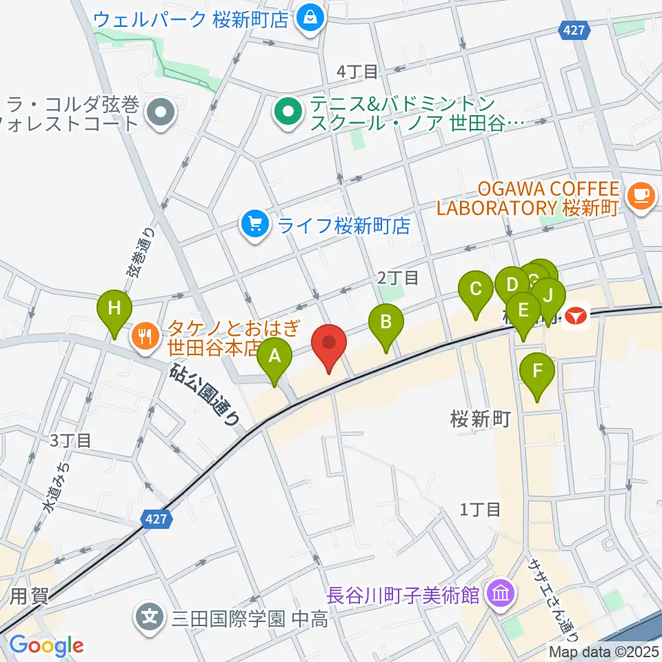 桜新町NEIGHBOR周辺のカフェ一覧地図