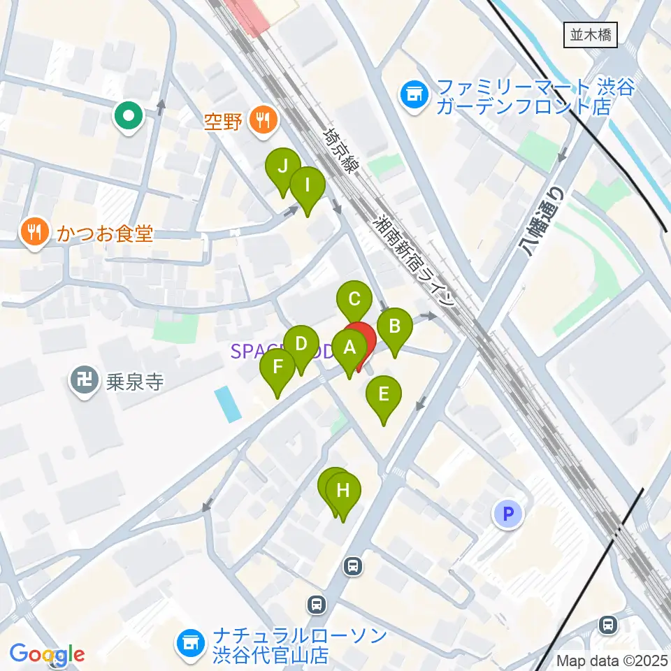 代官山スペースオッド周辺のカフェ一覧地図
