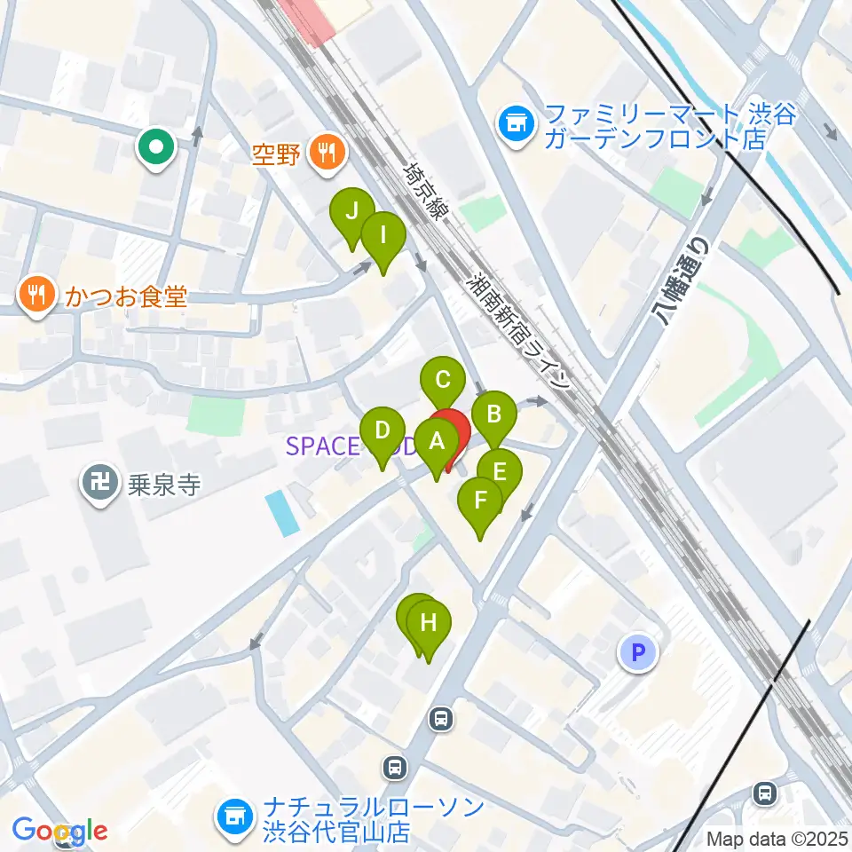 代官山スペースオッド周辺のカフェ一覧地図