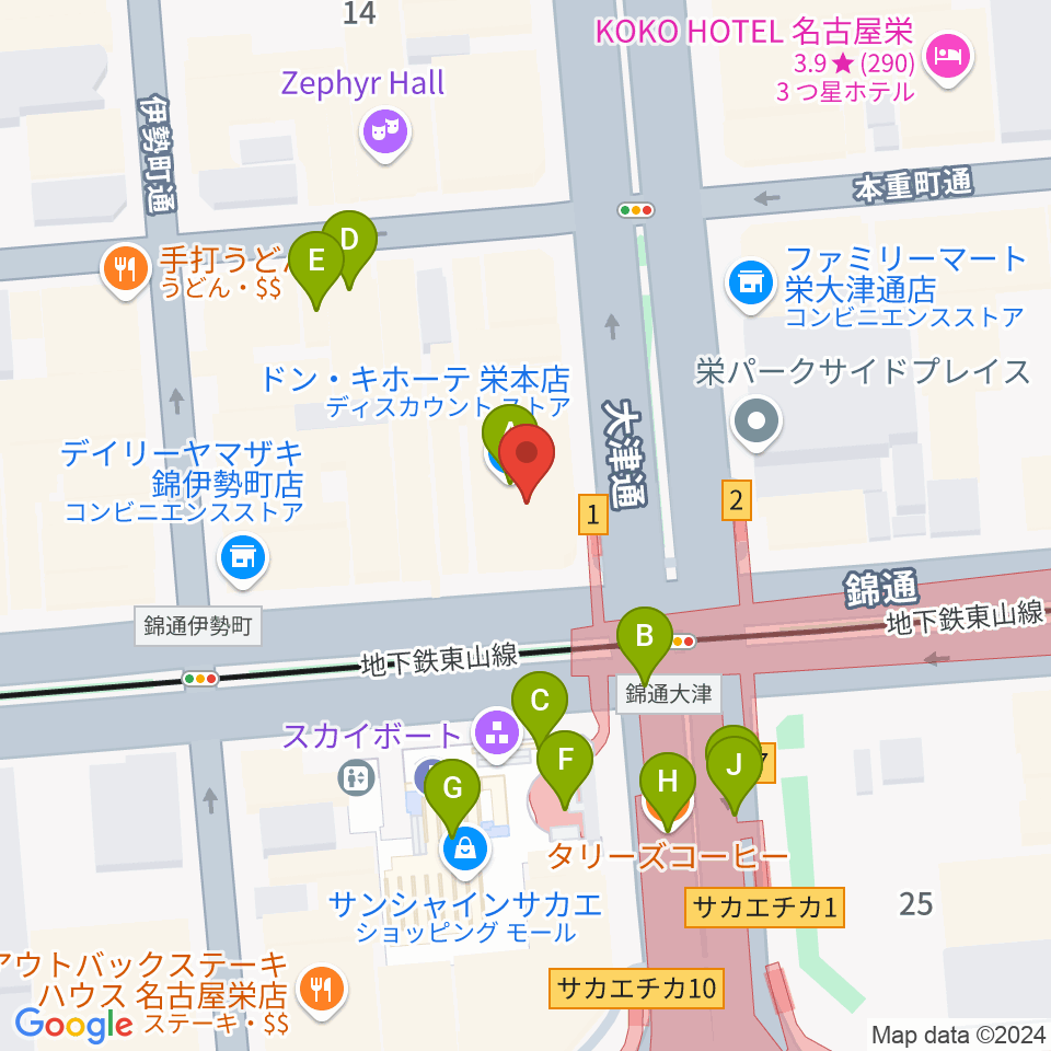 ORCA NAGOYA周辺のカフェ一覧地図