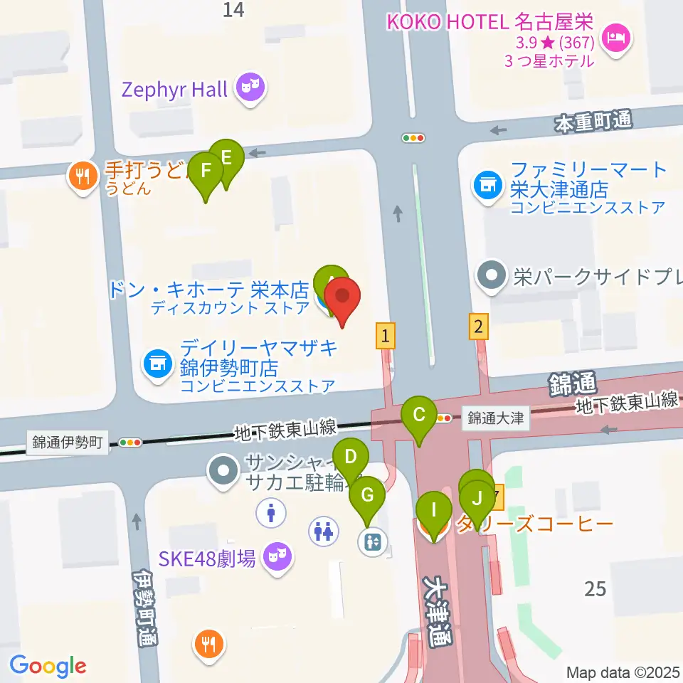 ORCA NAGOYA周辺のカフェ一覧地図