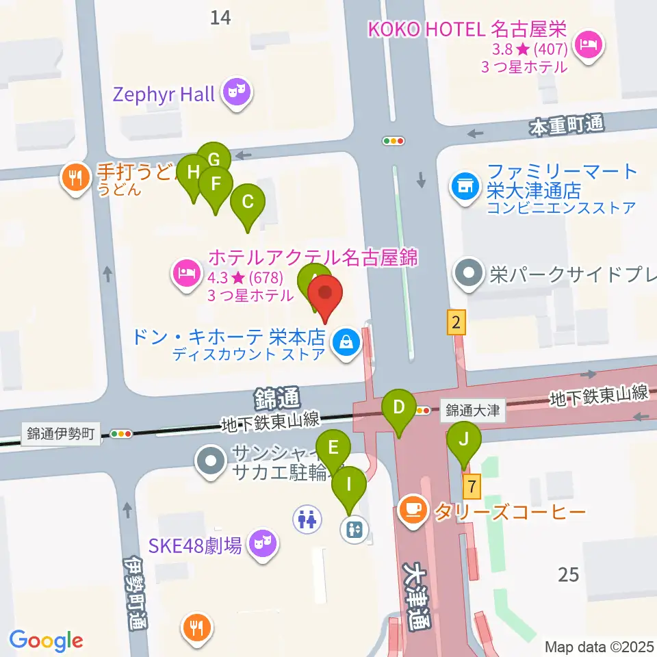 ORCA NAGOYA周辺のカフェ一覧地図