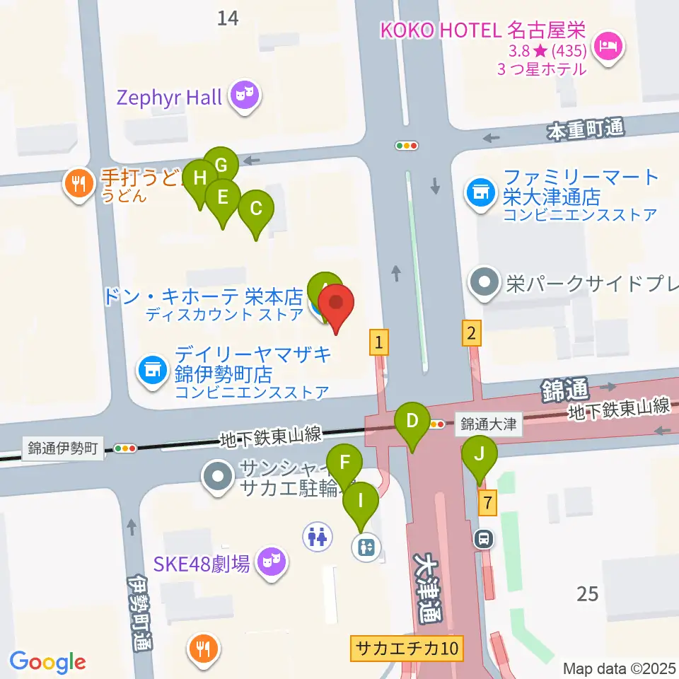 ORCA NAGOYA周辺のカフェ一覧地図