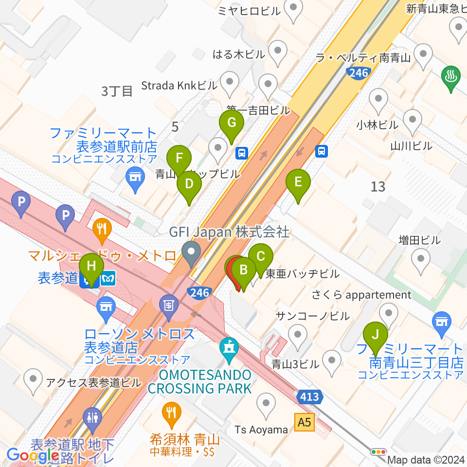 WALL&WALL周辺のカフェ一覧地図