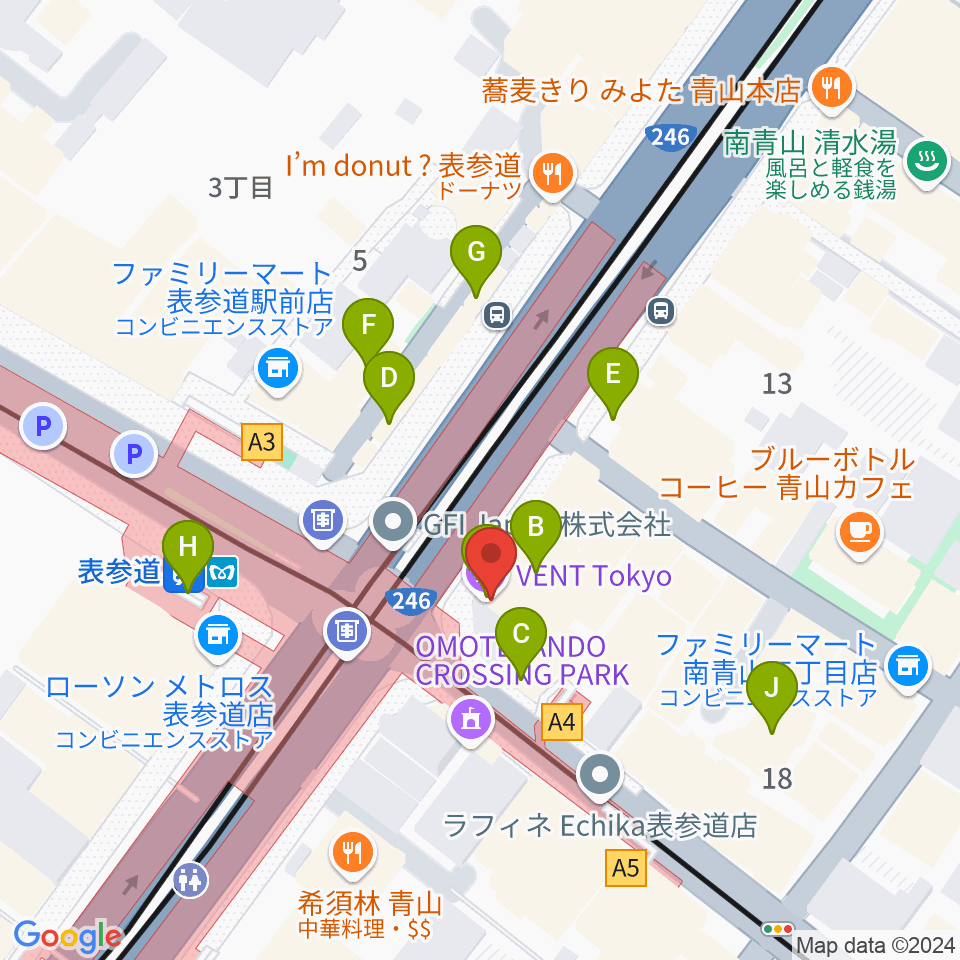 WALL&WALL周辺のカフェ一覧地図