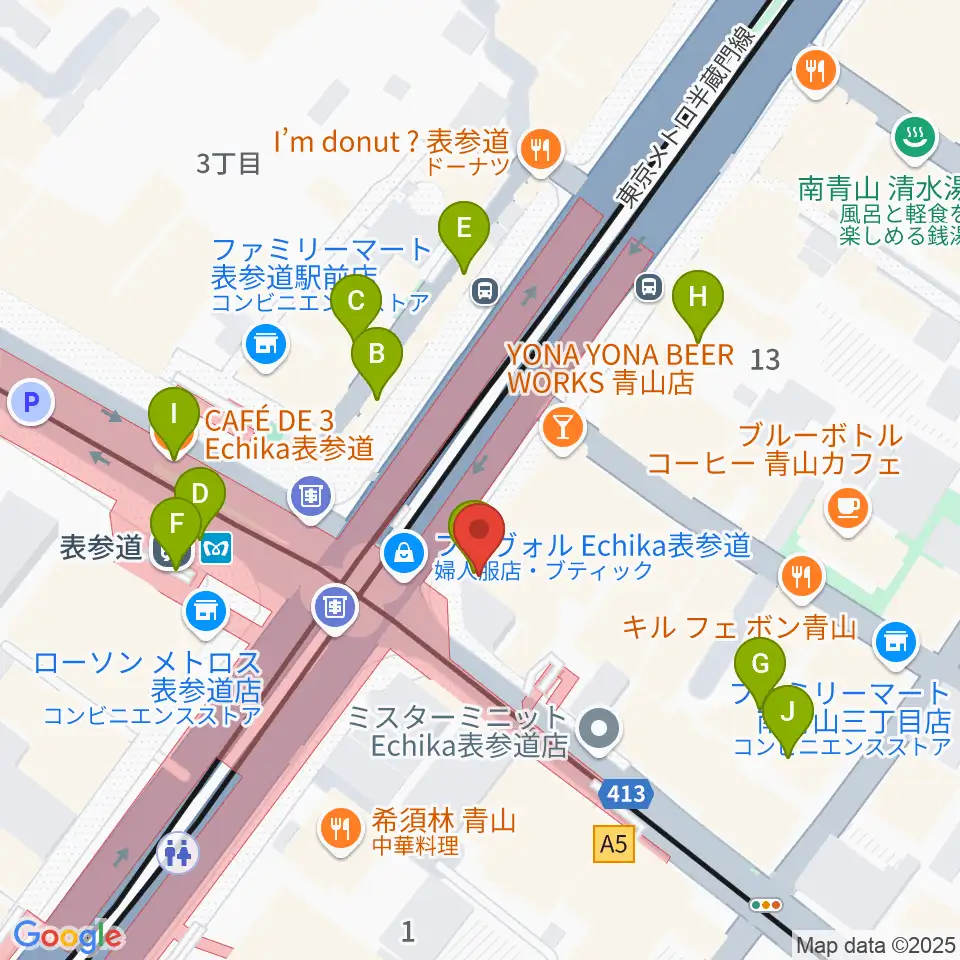 WALL&WALL周辺のカフェ一覧地図