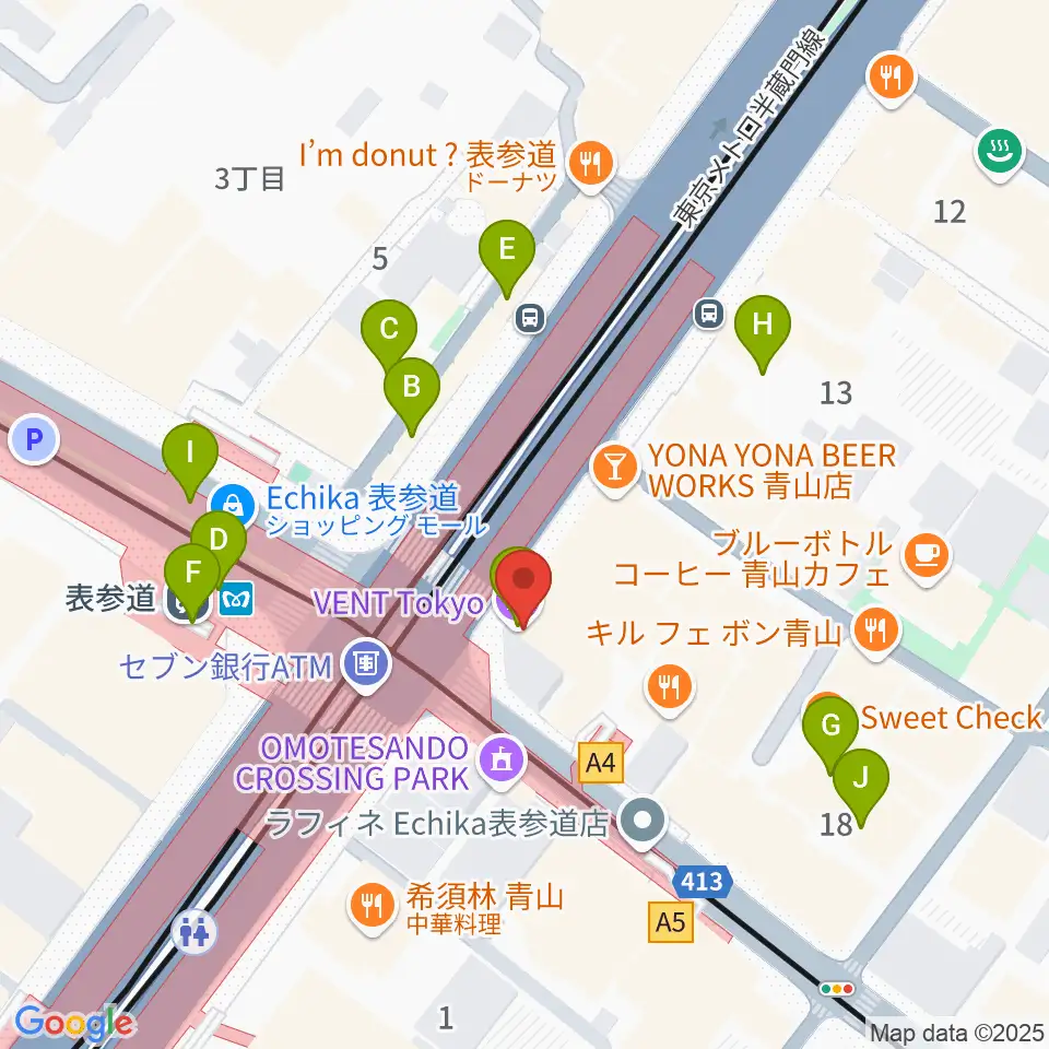 WALL&WALL周辺のカフェ一覧地図