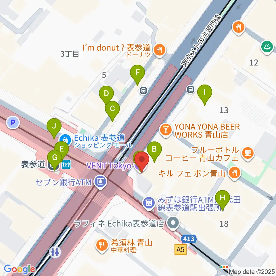WALL&WALL周辺のカフェ一覧地図