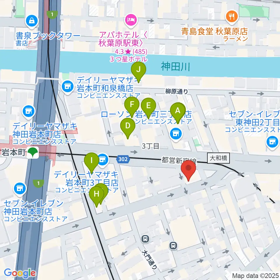 ヴィアクレモナ・ヴァイオリン工房周辺のカフェ一覧地図