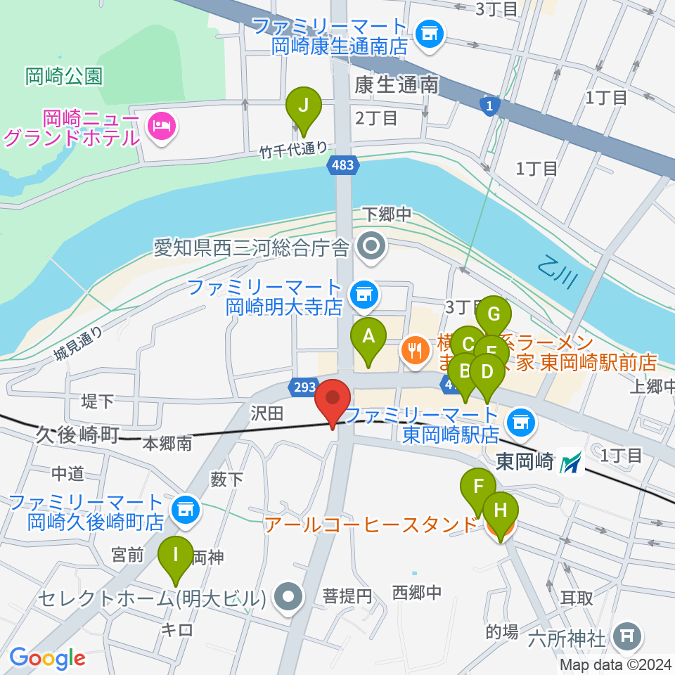 岡崎 八曜舎周辺のカフェ一覧地図