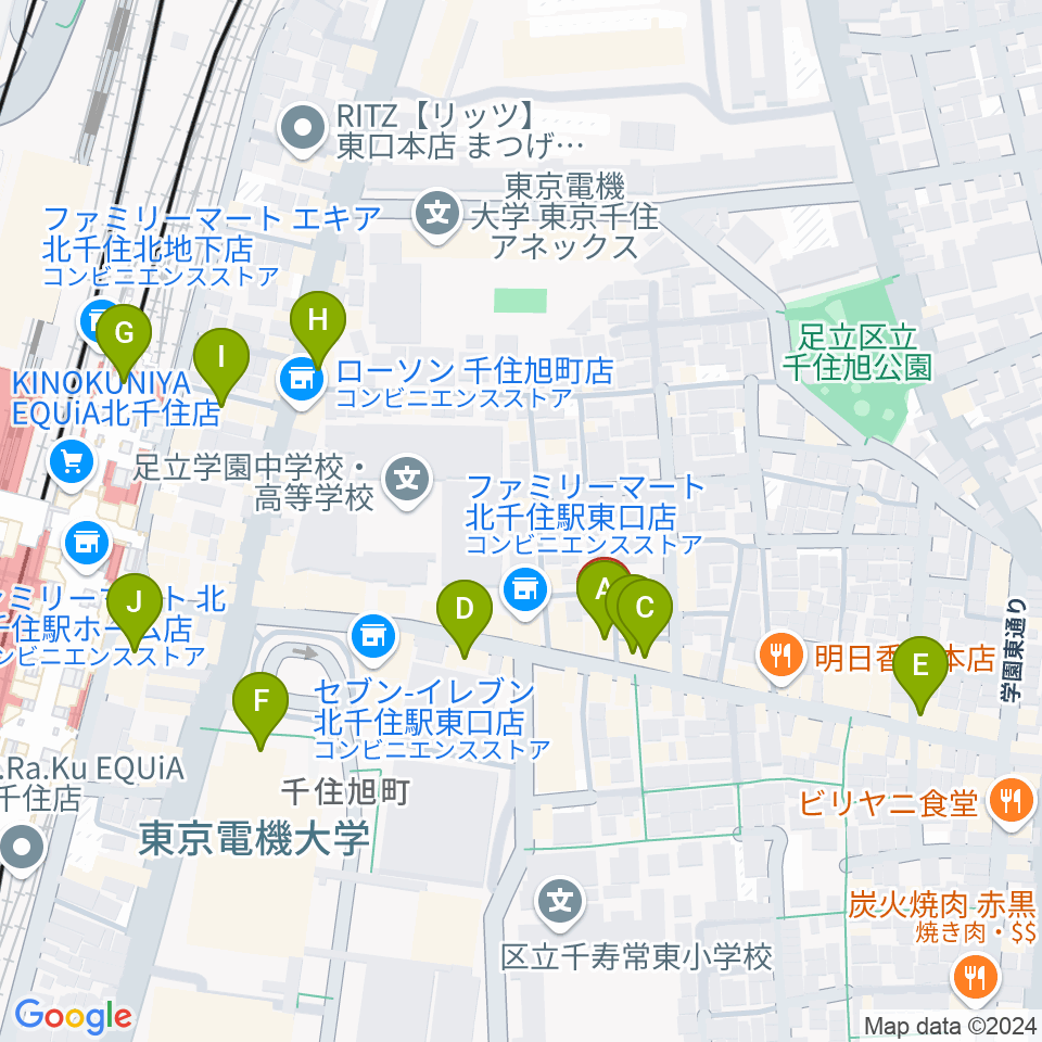 北千住マジカルファンタジー周辺のカフェ一覧地図