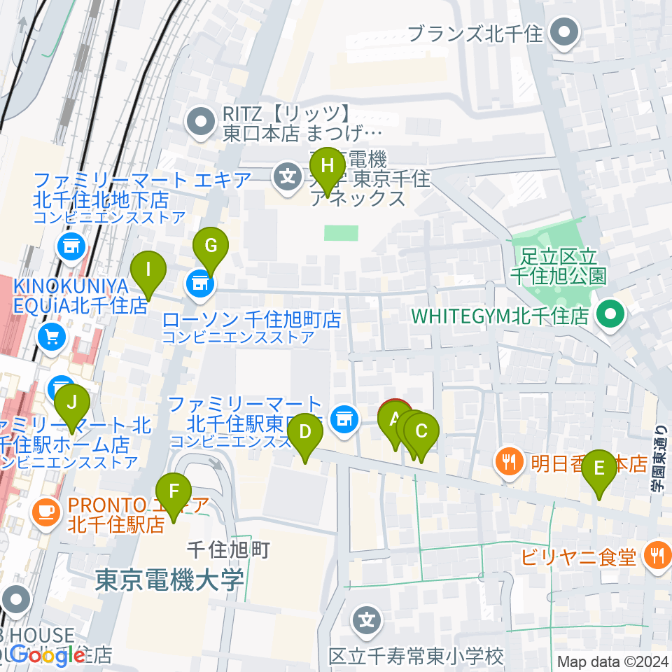 北千住マジカルファンタジー周辺のカフェ一覧地図