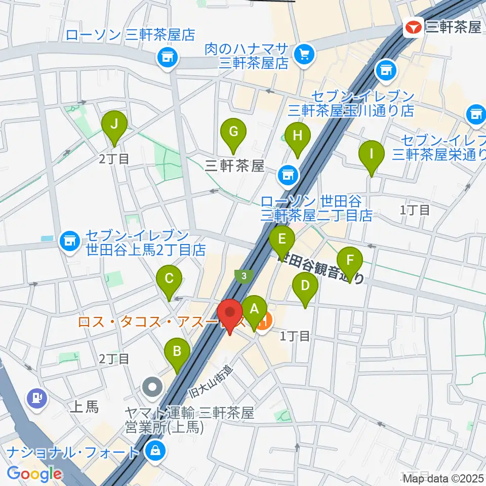 TOKYO BEACH STUDIO三軒茶屋本店周辺のカフェ一覧地図