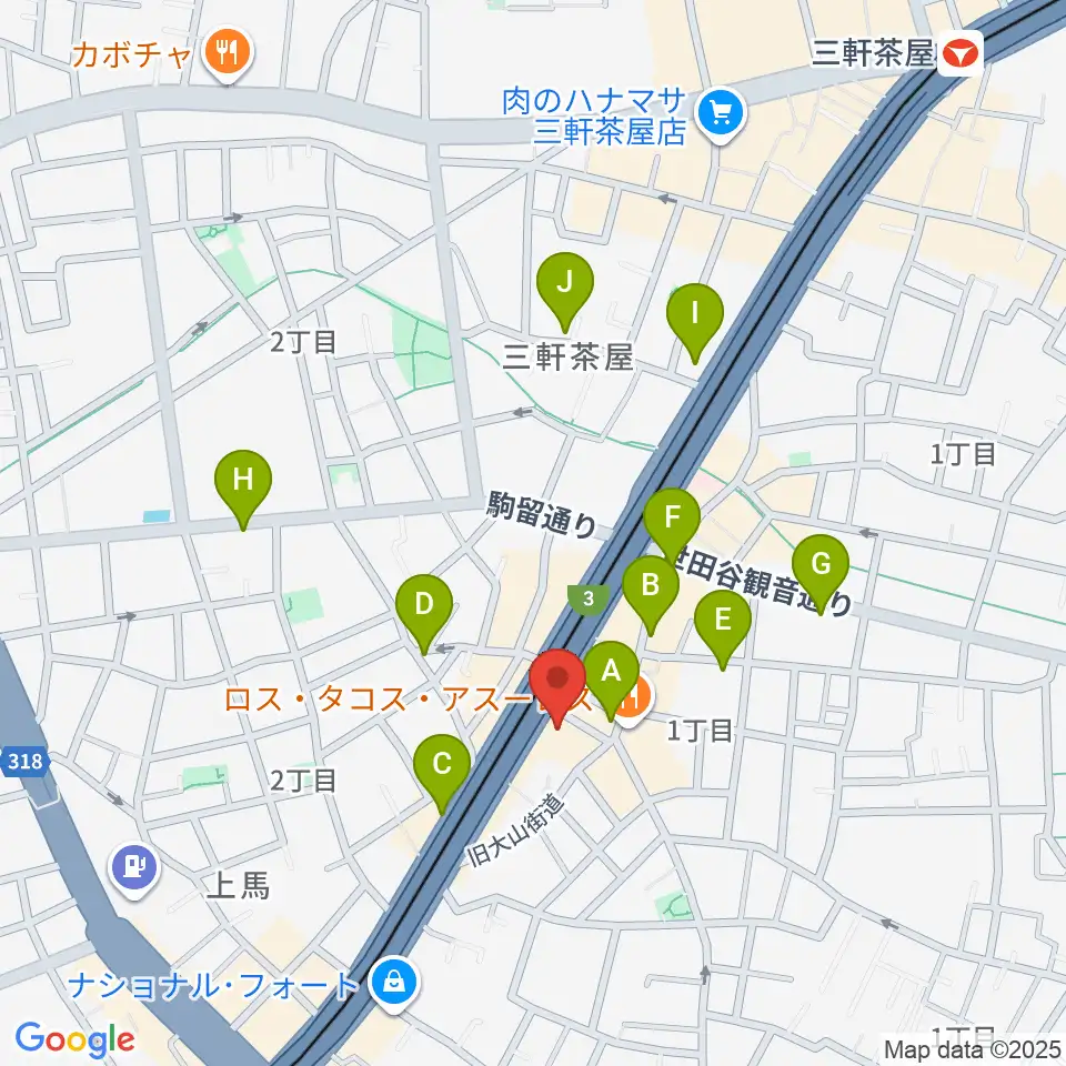 TOKYO BEACH STUDIO三軒茶屋本店周辺のカフェ一覧地図