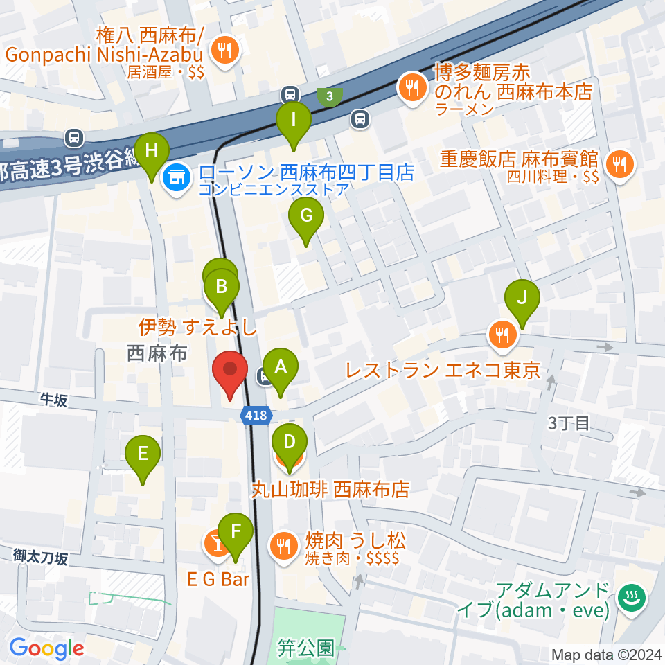 西麻布BAR Jubilee周辺のカフェ一覧地図