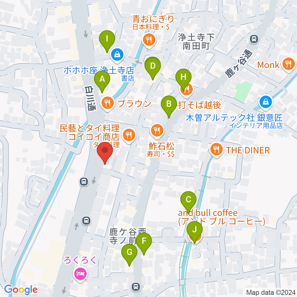 外 soto周辺のカフェ一覧地図