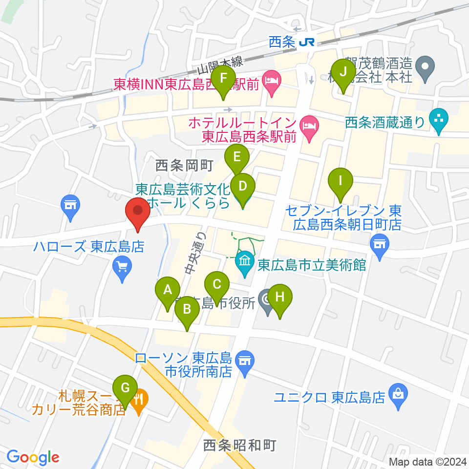 Music Pro Shopセッション西条駅前店周辺のカフェ一覧地図