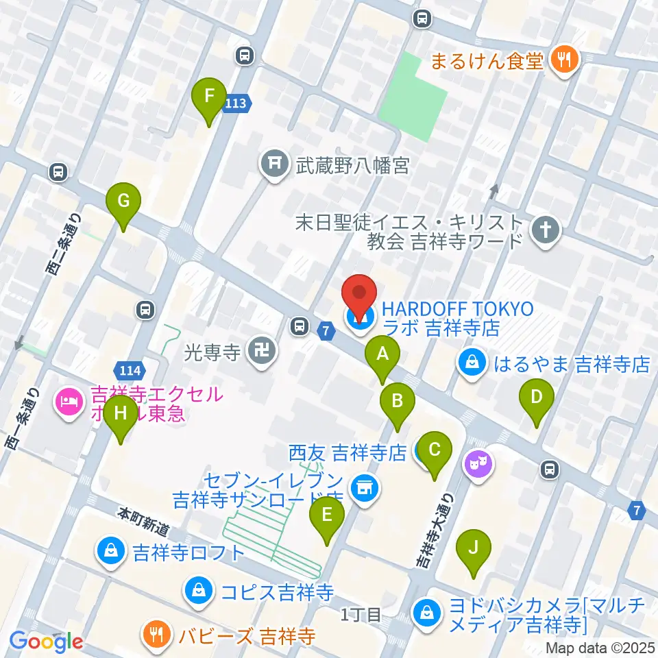 ハードオフ 楽器スタジオ吉祥寺店周辺のカフェ一覧地図
