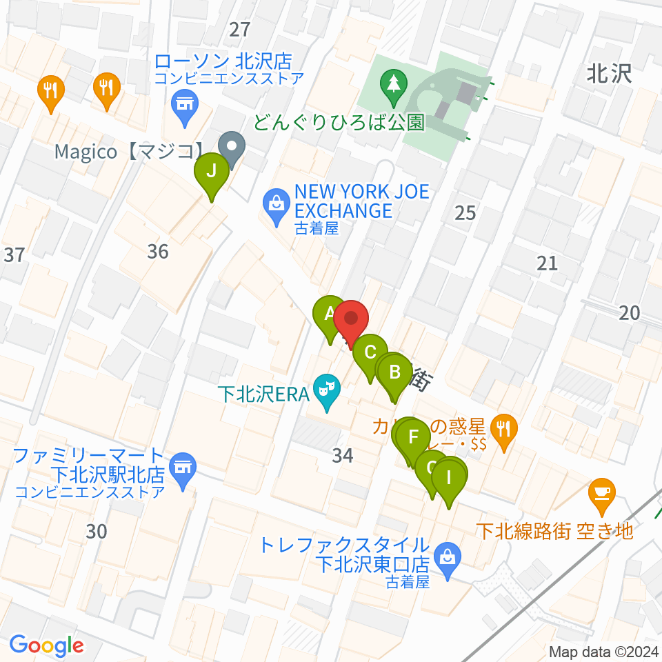 ピアノスタジオノア 下北沢店周辺のカフェ一覧地図