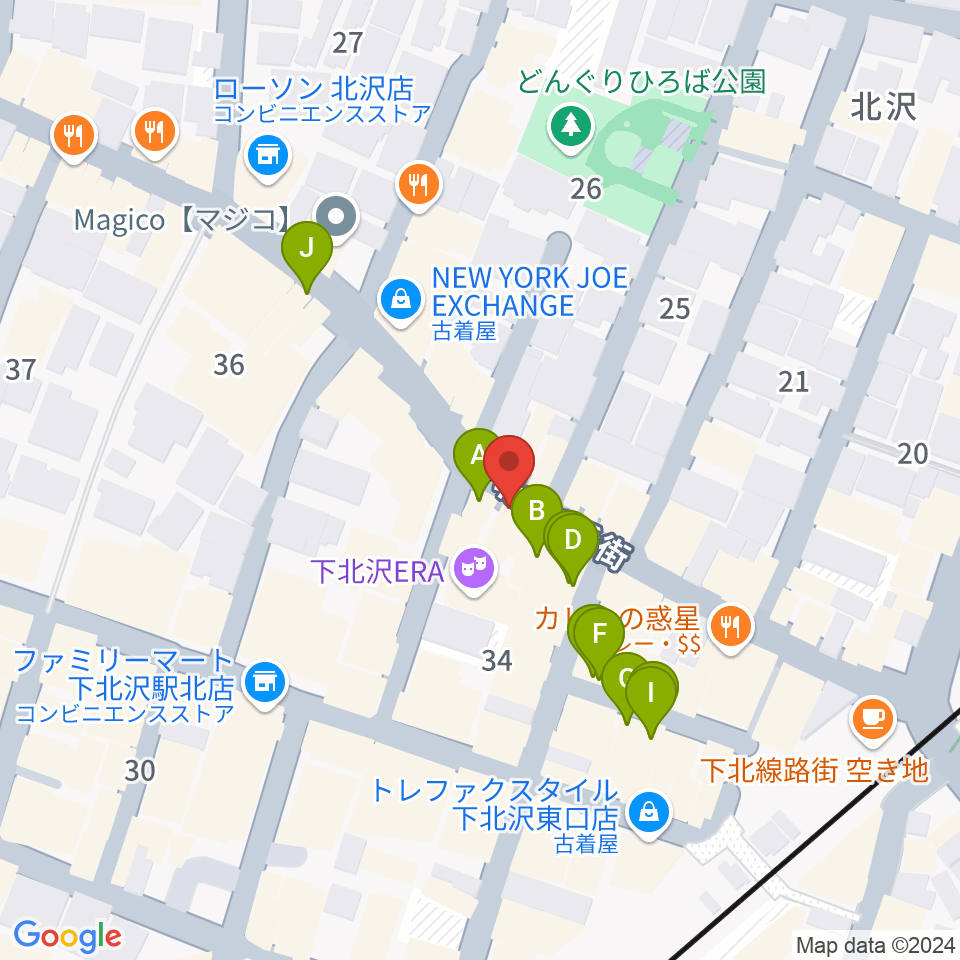 ピアノスタジオノア 下北沢店周辺のカフェ一覧地図