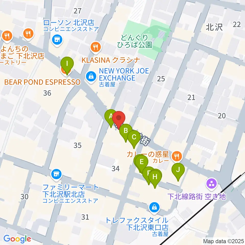 ピアノスタジオノア 下北沢店周辺のカフェ一覧地図