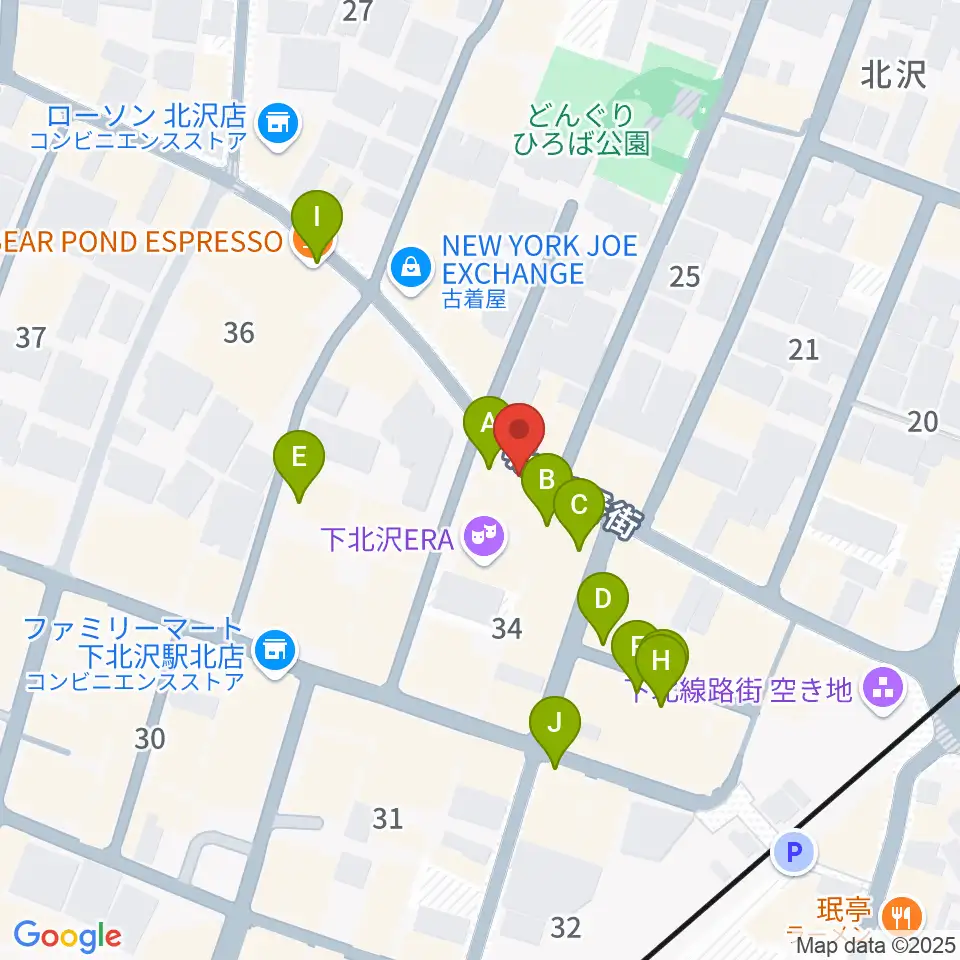 ピアノスタジオノア 下北沢店周辺のカフェ一覧地図