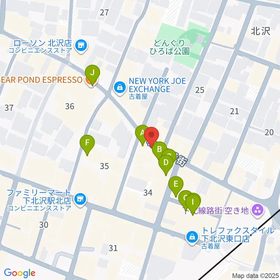 ピアノスタジオノア 下北沢店周辺のカフェ一覧地図